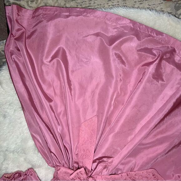 Sz XS or 00 Vintage Pink Mauve Puffy Sleeve Lace A line midi dress - Picture 6 of 13